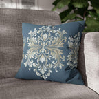 Elegant Teal Damask Pillowcase: Baroque-Inspired Floral Cushion Cover for Luxurious Home Decor