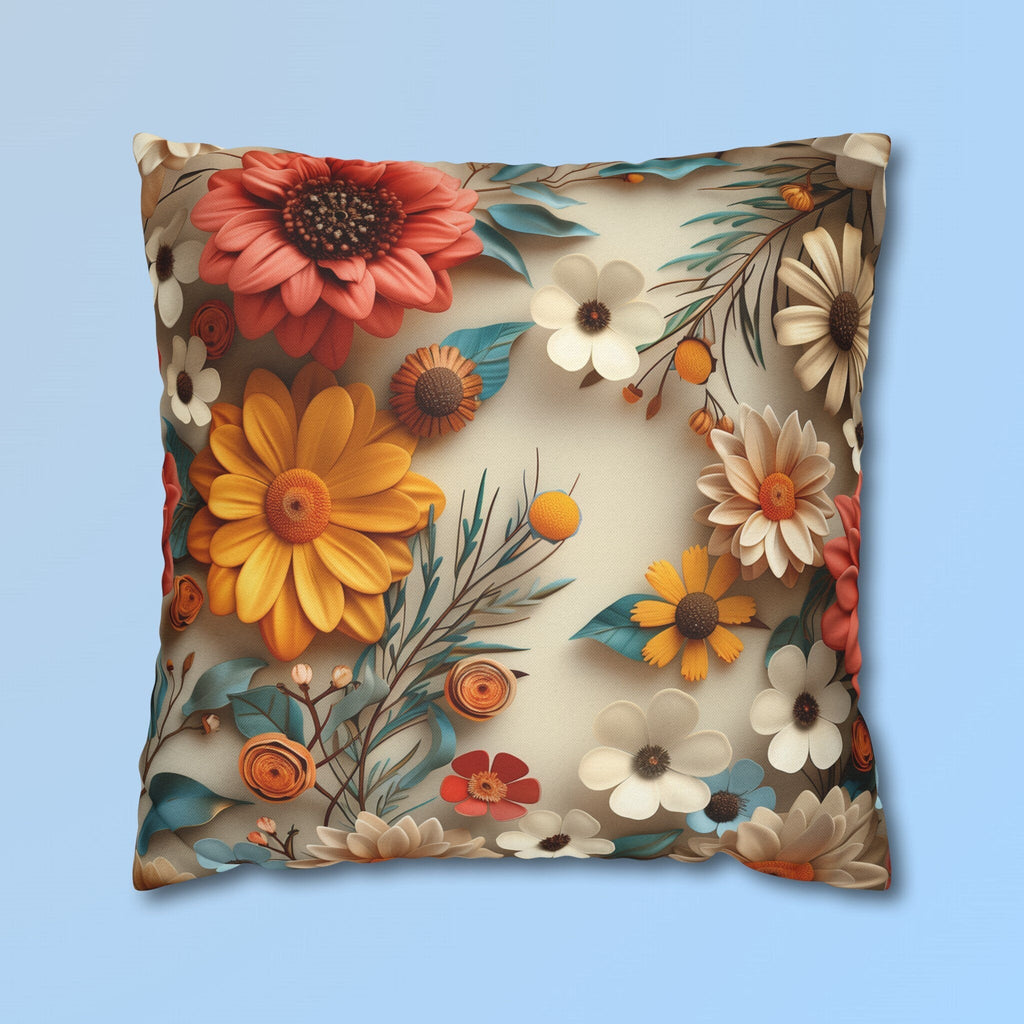 William Morris Floral Pillow Cover, Vibrant Warm Tones Print