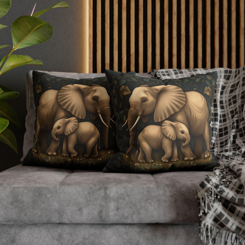 Elephant Pillow Cover: William Morris Botanical Jungle Art