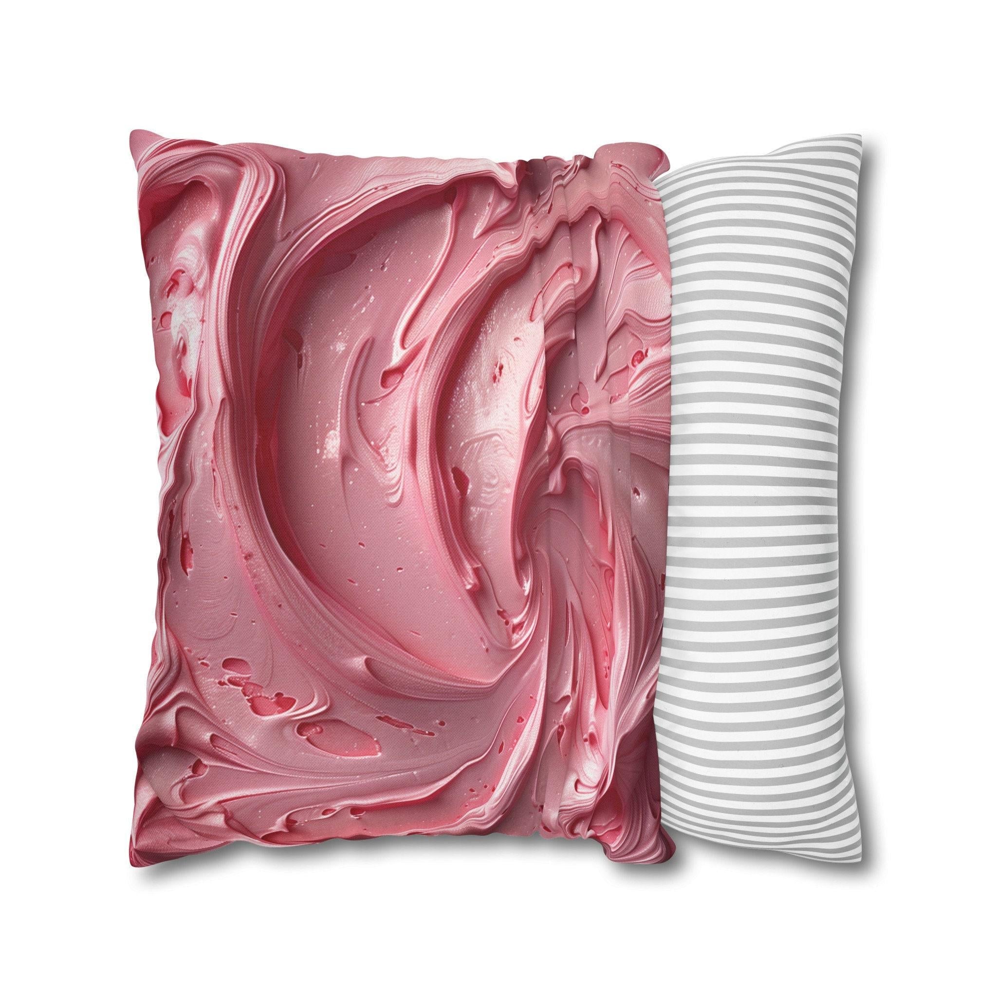 Strawberry Frosting Pillow Cover, Pink Cake Design, Sweet Home Decor