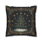 William Morris Christmas Tree Pillow Cover Starry Night Holiday Decor Elegant Gold Botanical Style