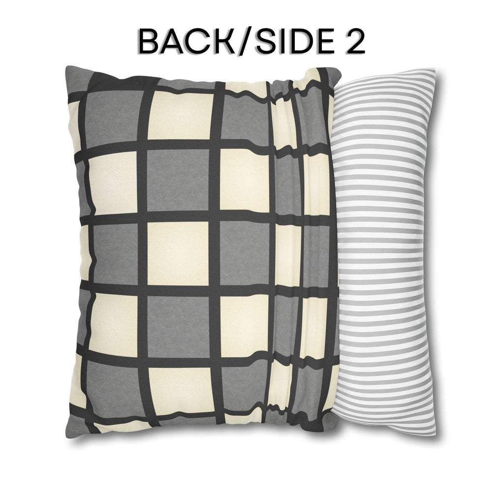 Gray Windowpane Plaid Pillow Cover: Neutral Checkered Contemporary Accent