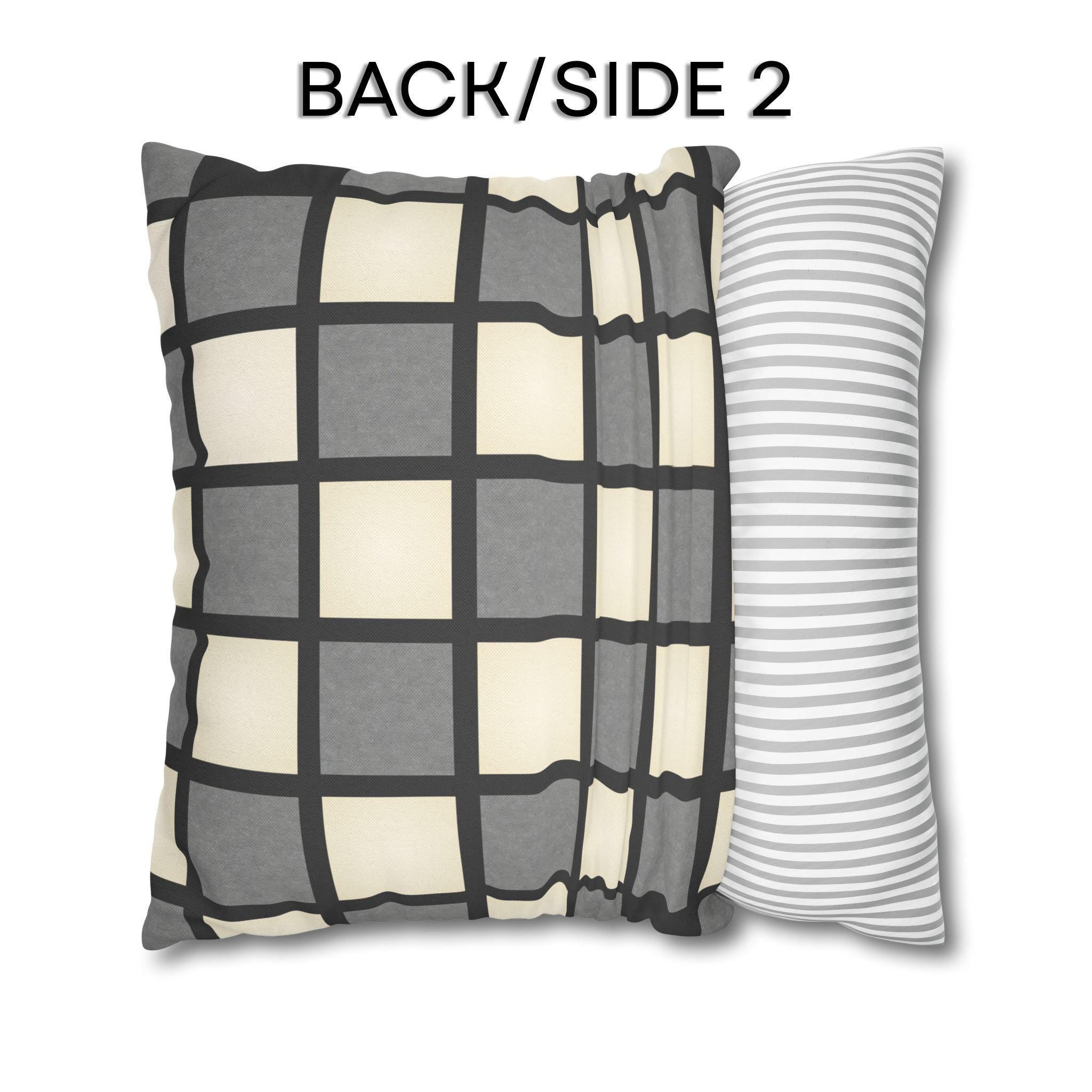 Gray Windowpane Plaid Pillow Cover: Neutral Checkered Contemporary Accent