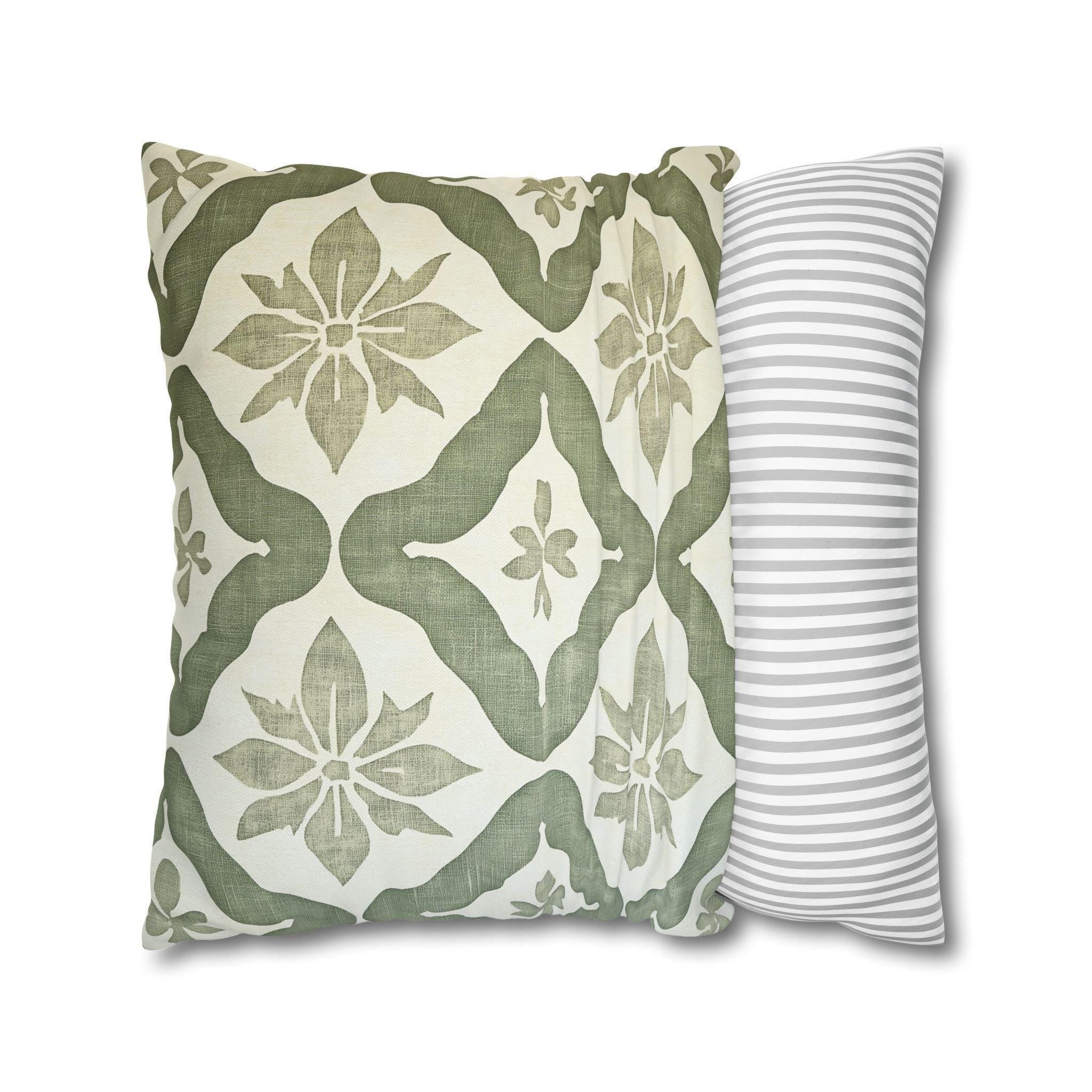 Moroccan Damask Pillow Cover: Sage Green and Ivory Classic Accent