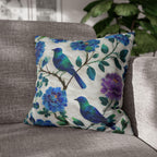Chinoiserie Songbird Throw Pillow Cover: Cobalt, Teal, Violet - Multiple Sizes