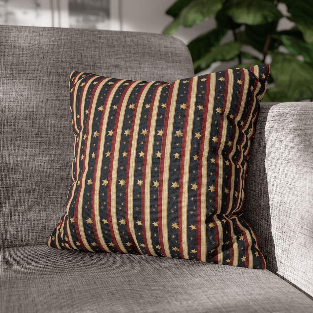 Farmhouse Patriotic Pillow Cover: Primitive Americana Stripe Decor