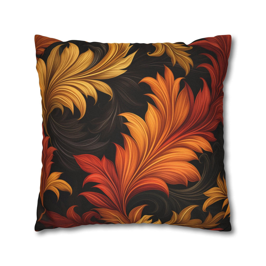 Autumn Leaves Pillow Cover: Gold, Orange, Red Foliage Design