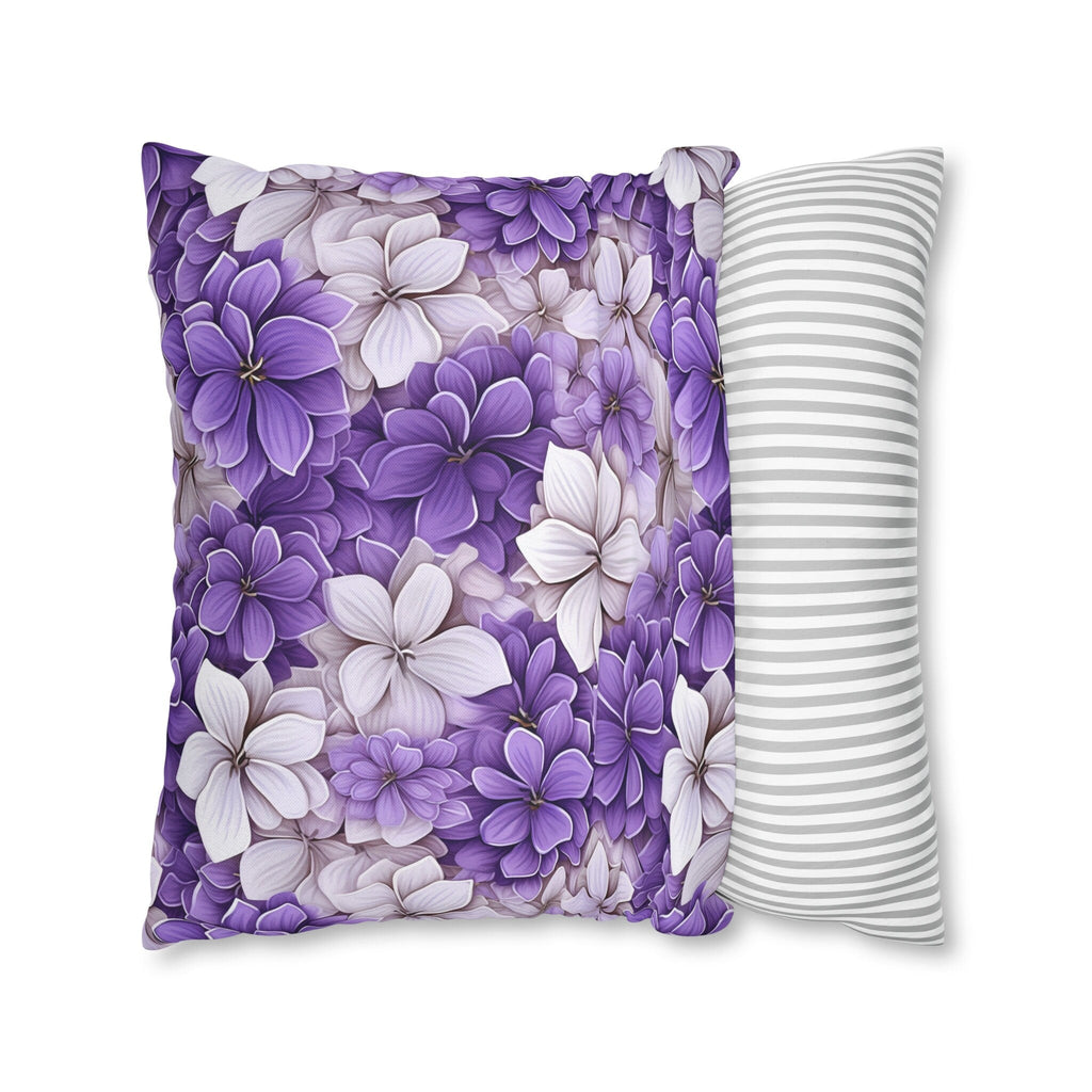 Elegant Purple & White Hydrangea Throw Pillow Cover - Floral Home Decor Accent