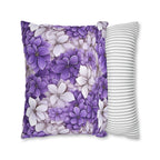 Elegant Purple & White Hydrangea Throw Pillow Cover - Floral Home Decor Accent