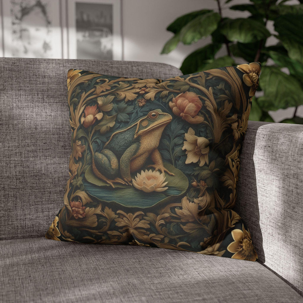 William Morris Inspired Frog Pond Pillow Cover: Botanical Spring & Summer Decor