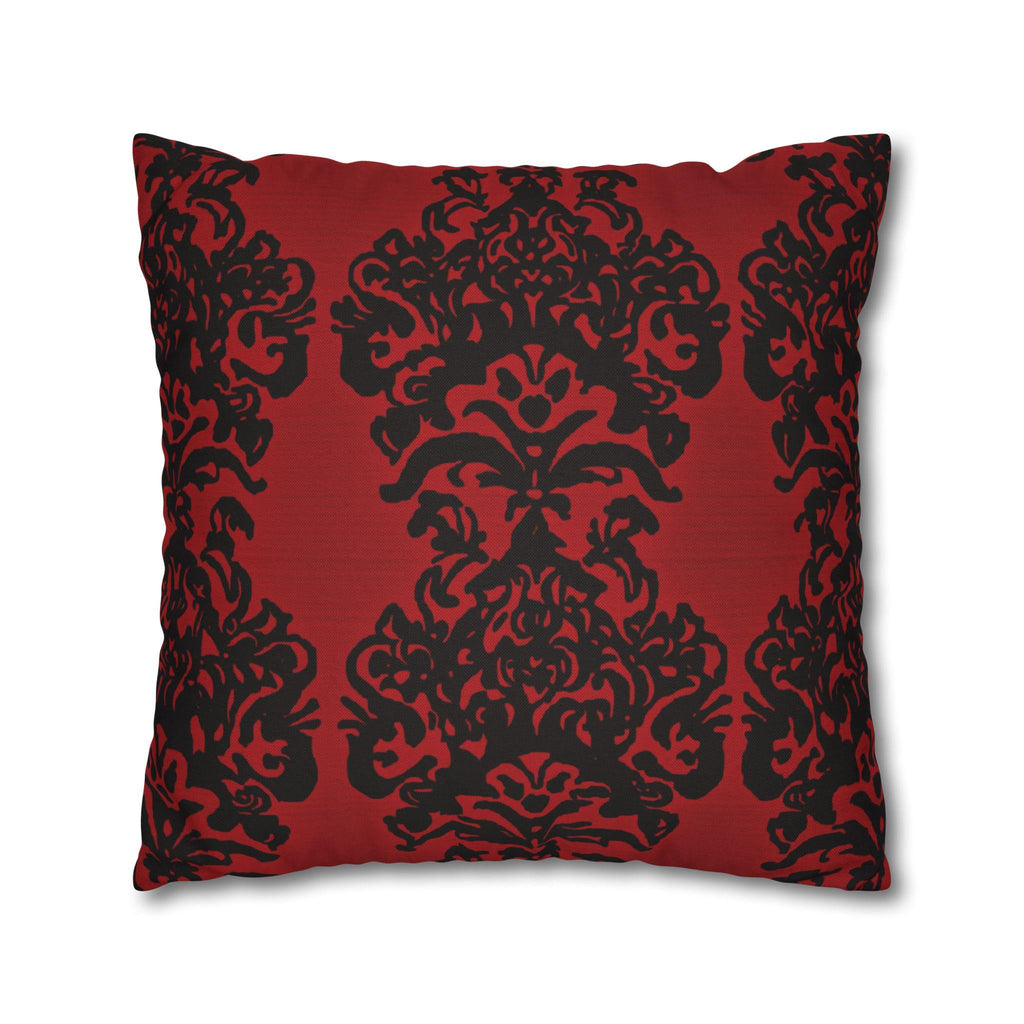 Black Damask Pillow Cover: Gothic Crimson Red Accent Pillow