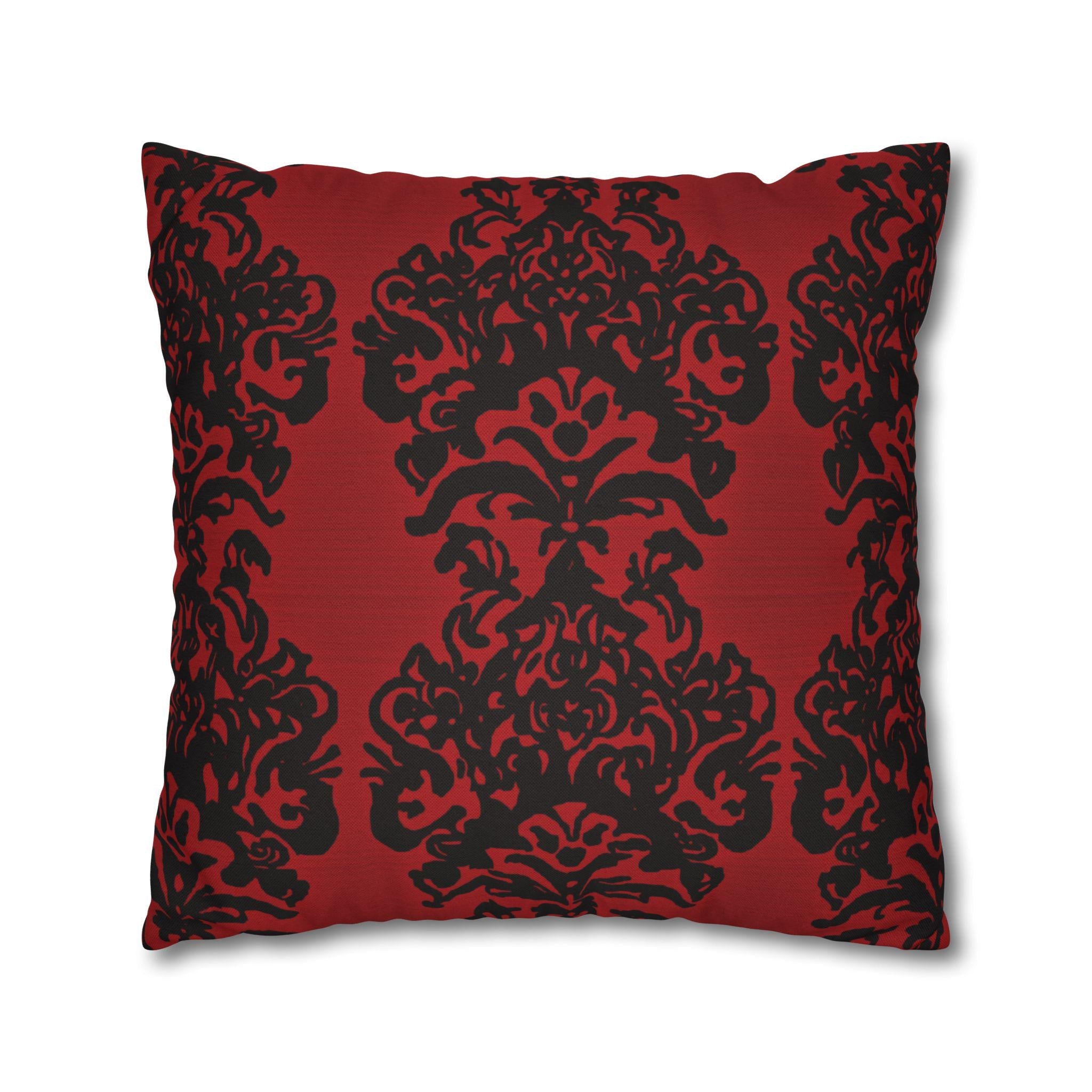 Black Damask Pillow Cover: Gothic Crimson Red Accent Pillow