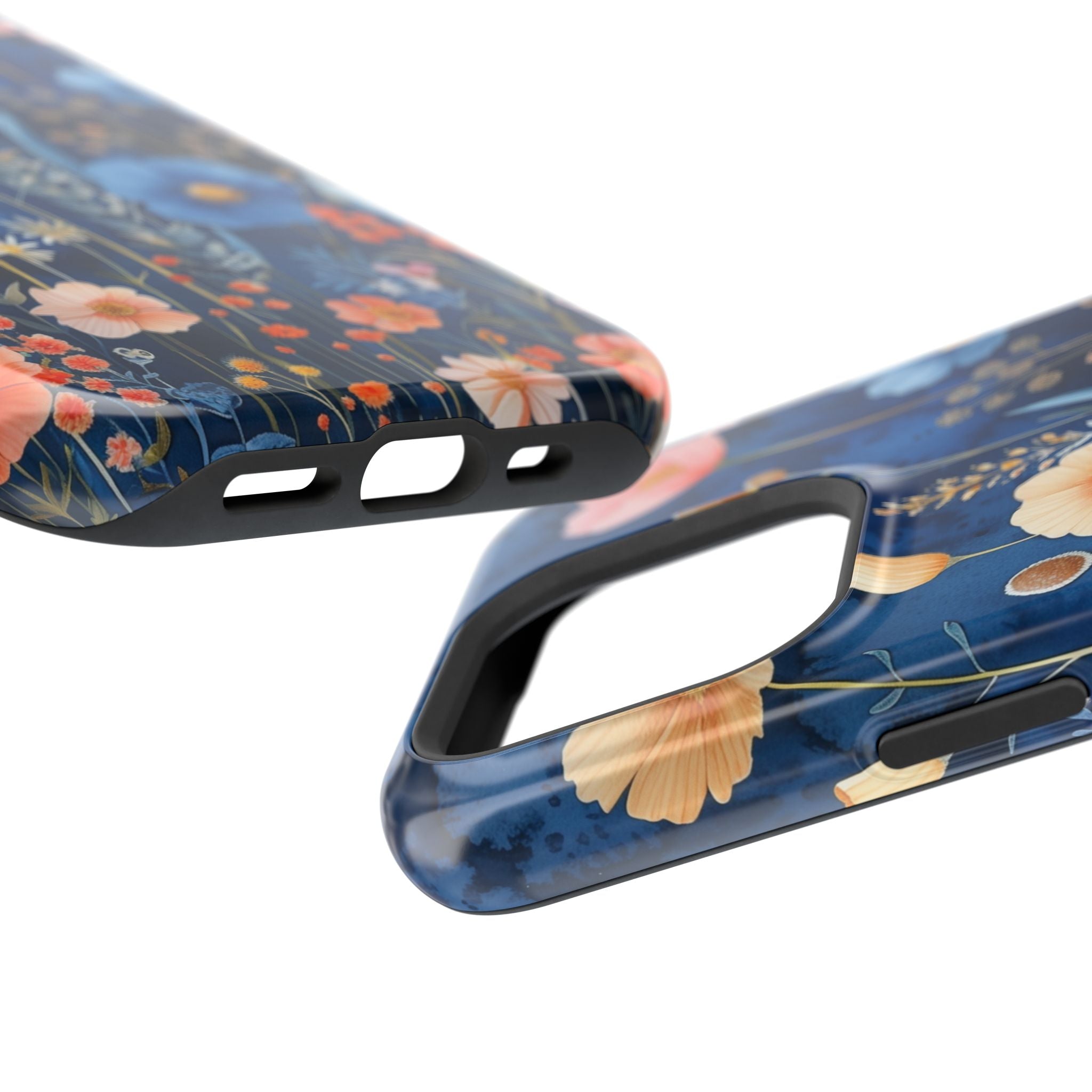 Blue Wildflower MagSafe iPhone Case: Dreamy Floral Design 14 15 16 Pro Plus Max