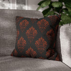 Halloween Damask Pillow Cover: Hidden Skulls in Black and Burnt Orange