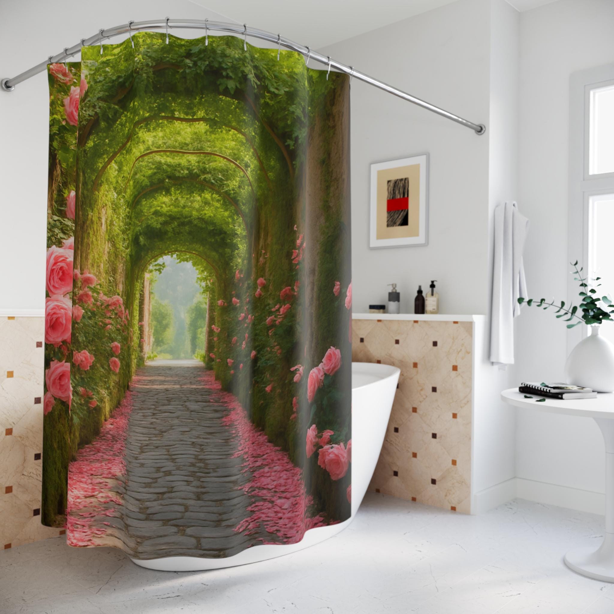 Enchanting Floral Shower Curtain: Romantic Vintage Garden Bathroom Decor for Weddings, Spa Retreats, Gifts