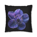 Purple Anemone Floral Pillow Cover, Vivid Flower on Black