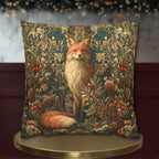William Morris Inspired Christmas Pillow Cover: Woodland Fox Botanical Holiday Decor