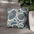 Blue Country Farmhouse Pillow Cover: William Morris Inspired Toile Floral Accent