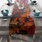 Art Nouveau Fall Table Runner: Ember Orange Acanthus Leaves, Modern Autumn Decor