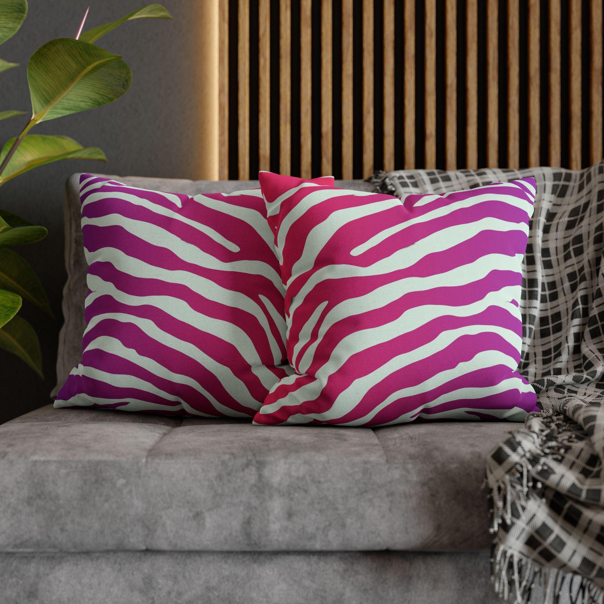 Magenta Zebra Stripe Pillow Cover: Bold Pop Art Accent for Vibrant Safari-Inspired Decor