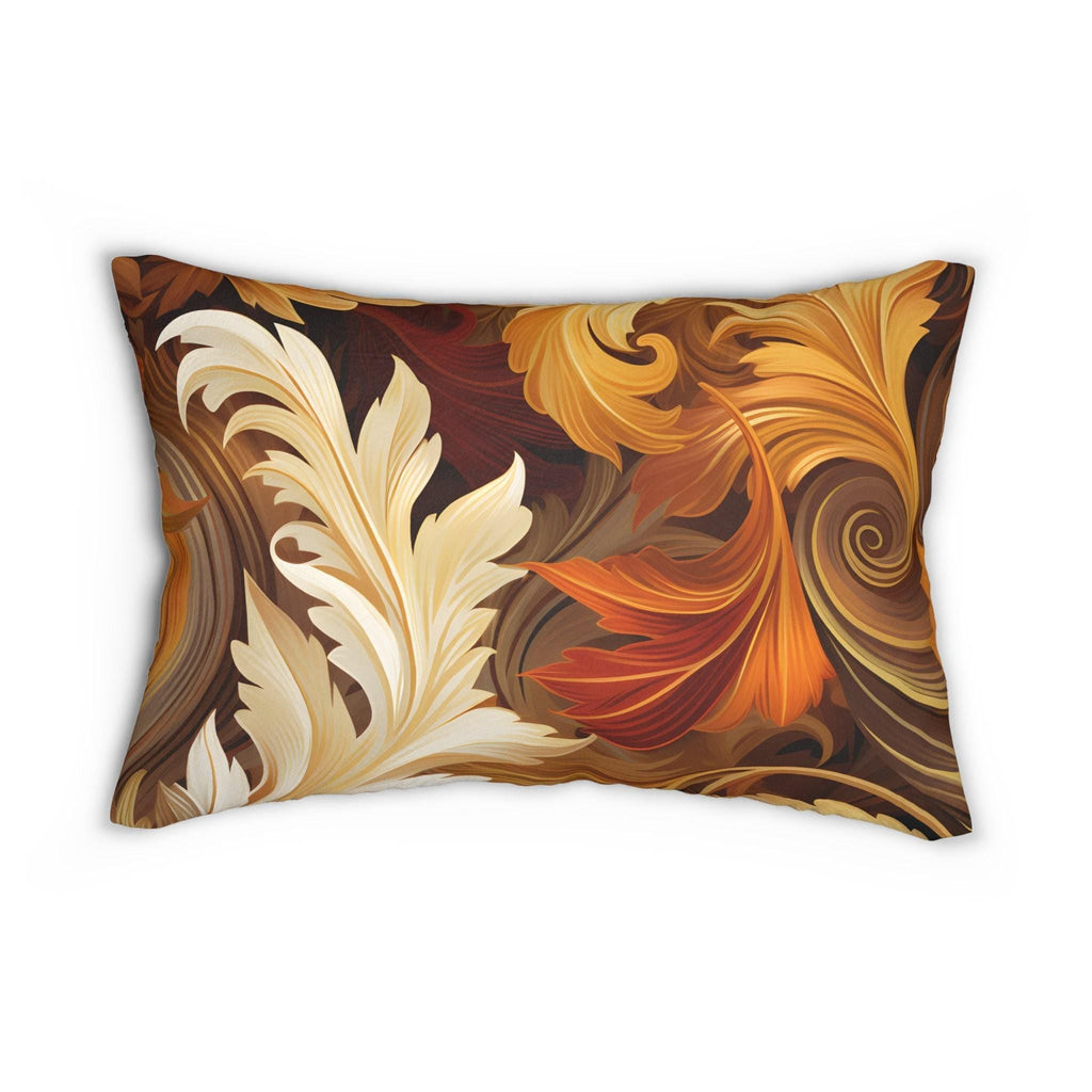 Autumn Leaves Swirling Fall-Themed Decorative Lumbar Throw Pillow 20x14 inch