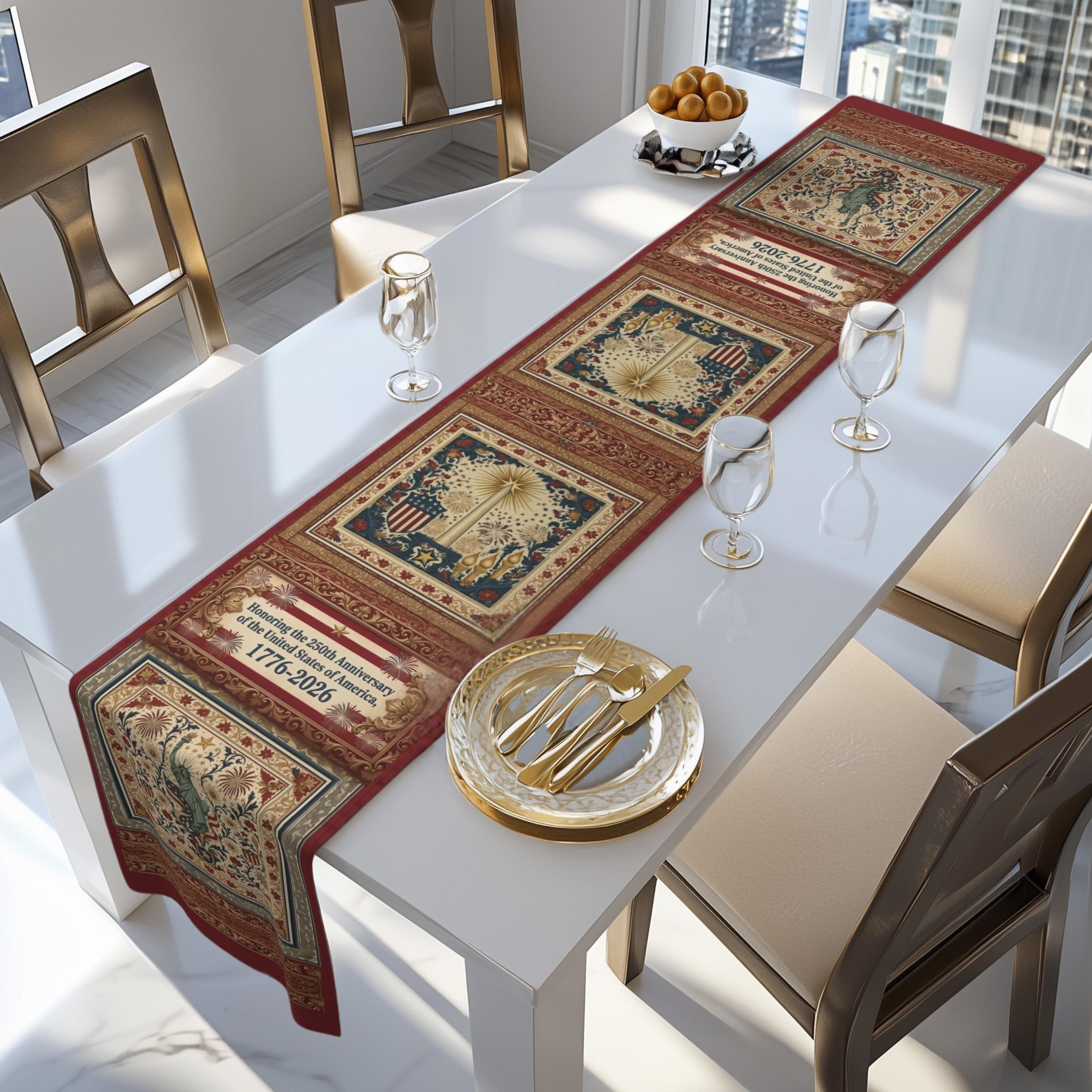 Patriotic Table Runner: America 250th Anniversary Home Decor