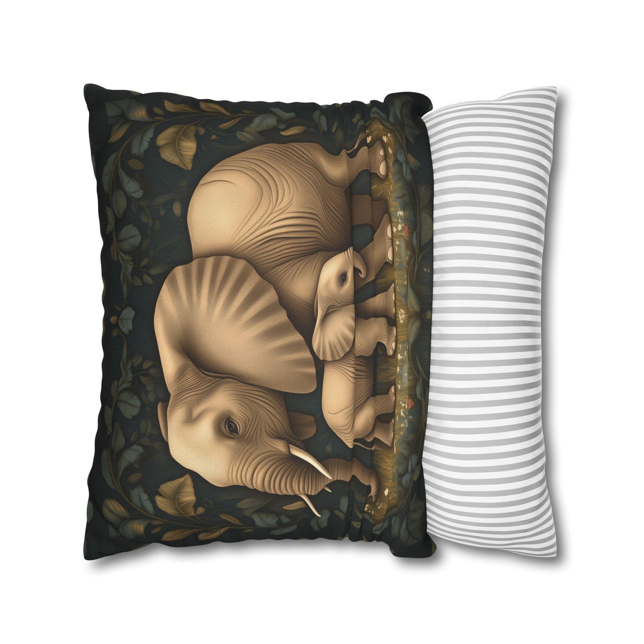 Elephant Pillow Cover: William Morris Botanical Jungle Art
