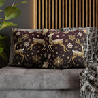 Golden Reindeer Snowflake Decorative Throw Pillow Cover: Festive Elegance Designer Square Pillowcase