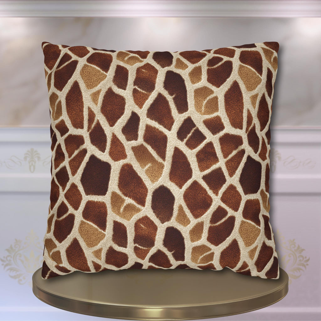 Giraffe Pattern Pillow Cover: Warm Brown and Cream Safari Accent