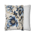 Elegant Chinoiserie Floral Pillow Cover: Blue & Off-White Eastern Motif Cushion for Home Decor