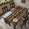 Plaid Botanical Stripes Christmas Table Runner: Vintage Style with Poinsettias and Holly