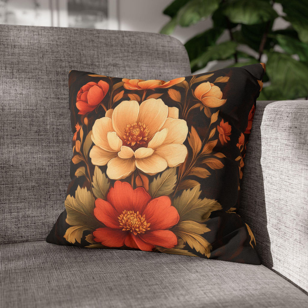 Peony Pillow Cover: Autumn Floral in Warm Rustic Colors