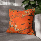 Halloween Chinoiserie Pillow Cover: Bright Orange Five Bats Decor