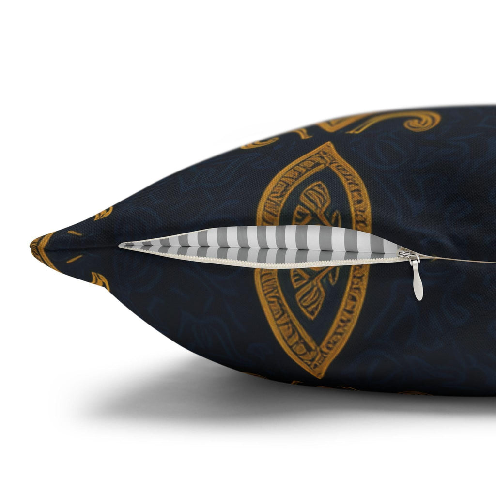 Navy & Gold Damask Pillow Cover: Vintage Style Floral Medallion Cushion