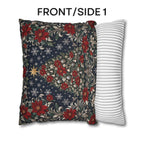 William Morris Christmas Pillow Cover: Navy Blue Poinsettia, Silver Snowflake Vintage Style Holiday