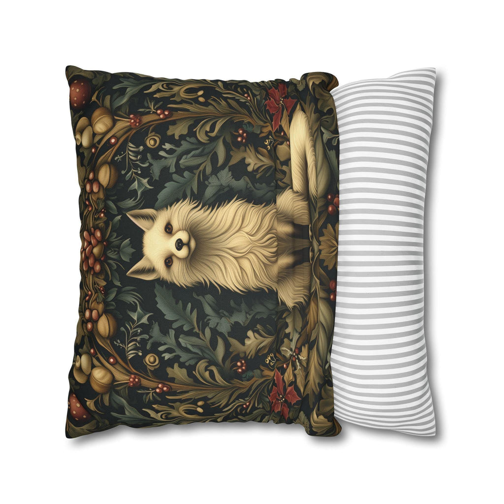 Arctic Fox Winter Pillow: William Morris Inspired Luxe Holiday Cover