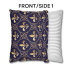 Blue Fleur de Lys Pillow Cover: Royal Gold French Heraldic Pattern