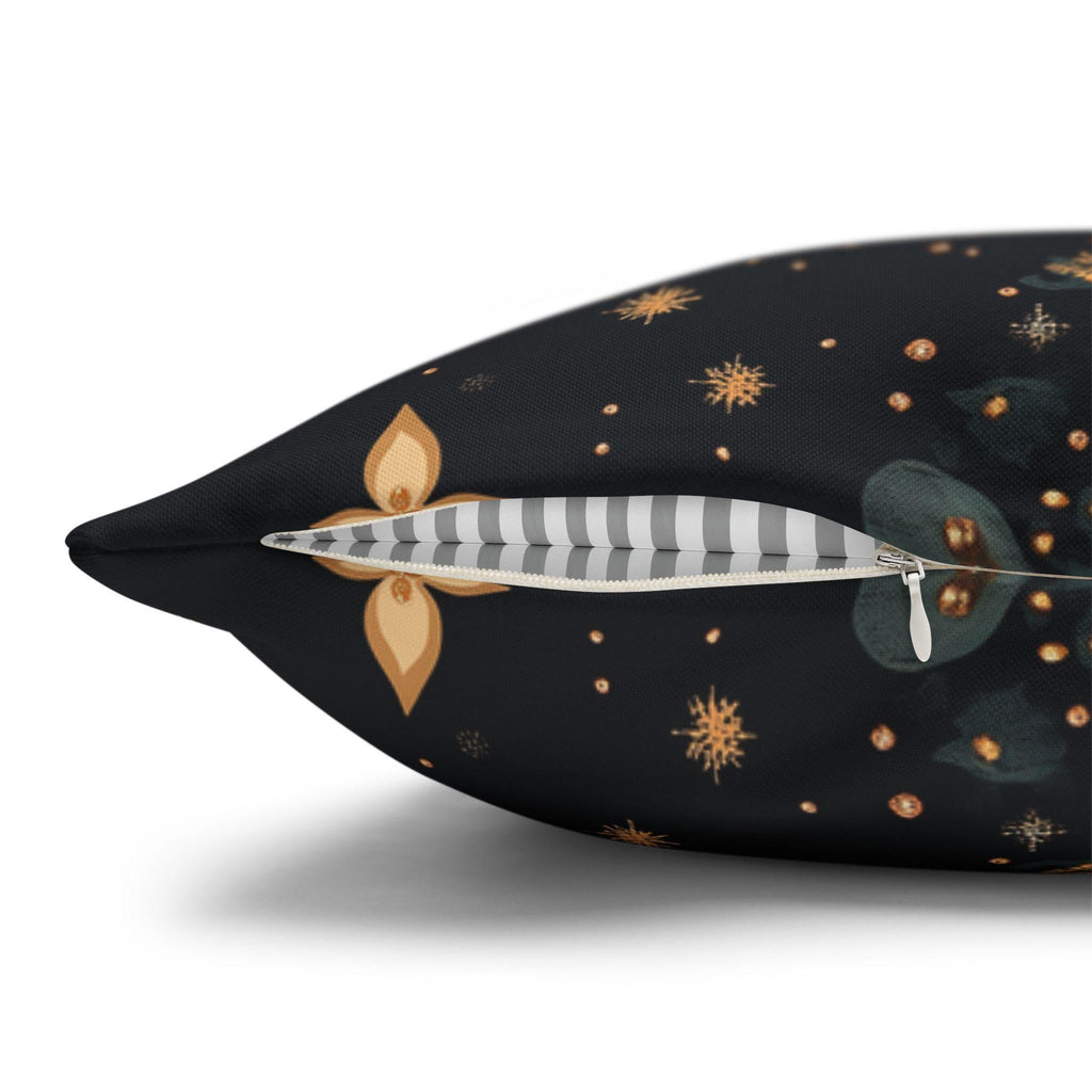 William Morris Christmas Tree Pattern Pillowcase, Golden Red Green Dark Navy Winter Cushion Cover
