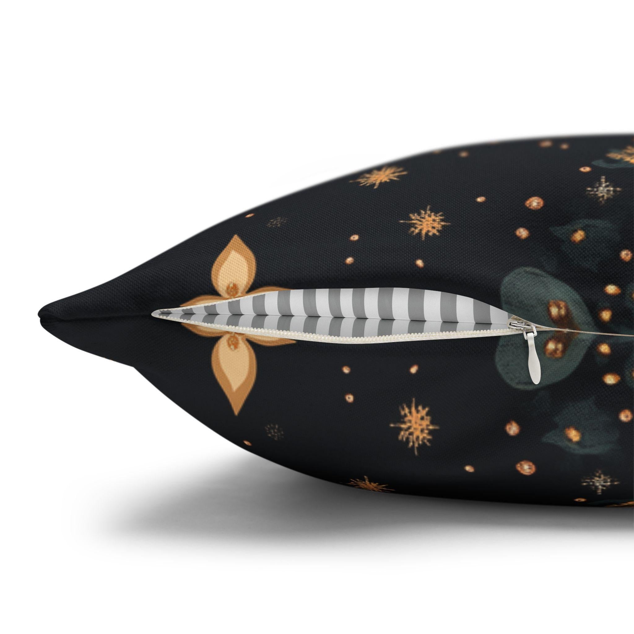 William Morris Christmas Tree Pattern Pillowcase, Golden Red Green Dark Navy Winter Cushion Cover