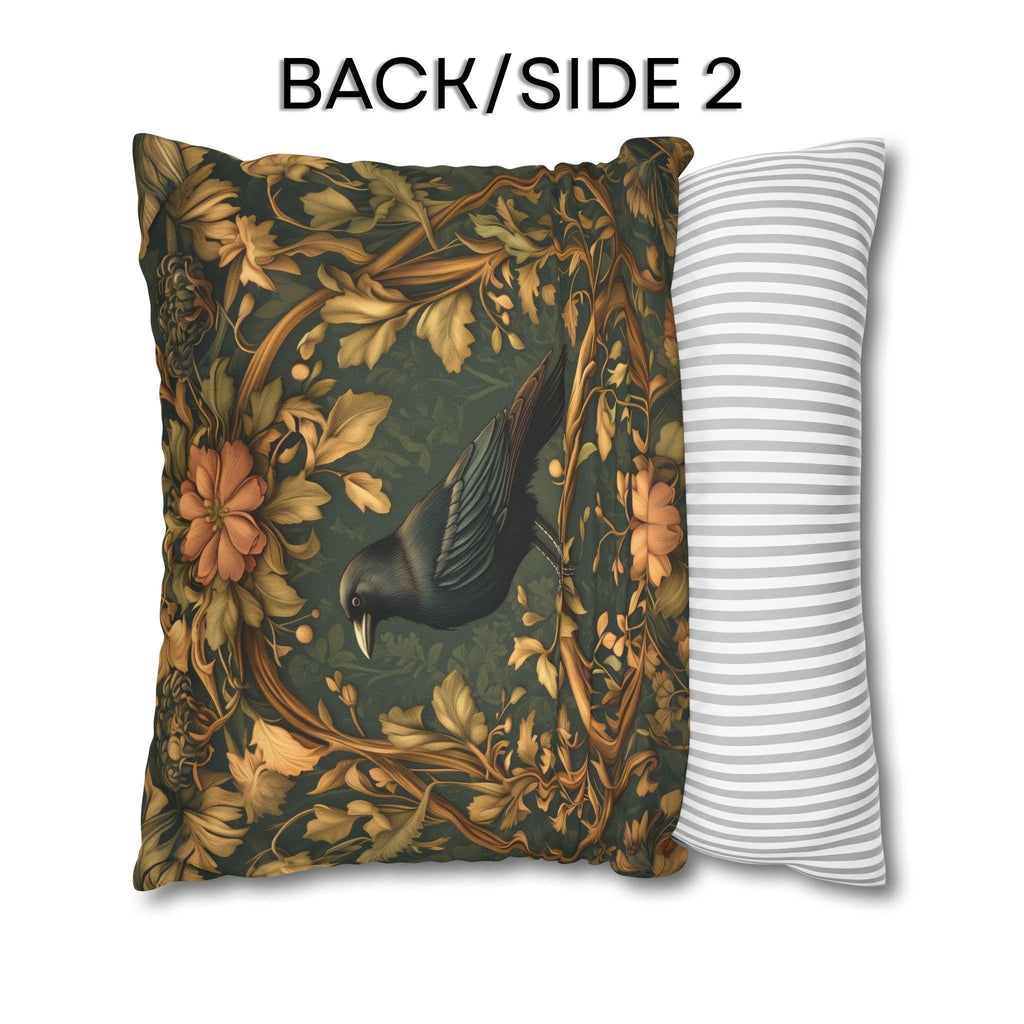 Autumn Crow Pillow Cover: Moody Botanical Fall & Halloween Decor
