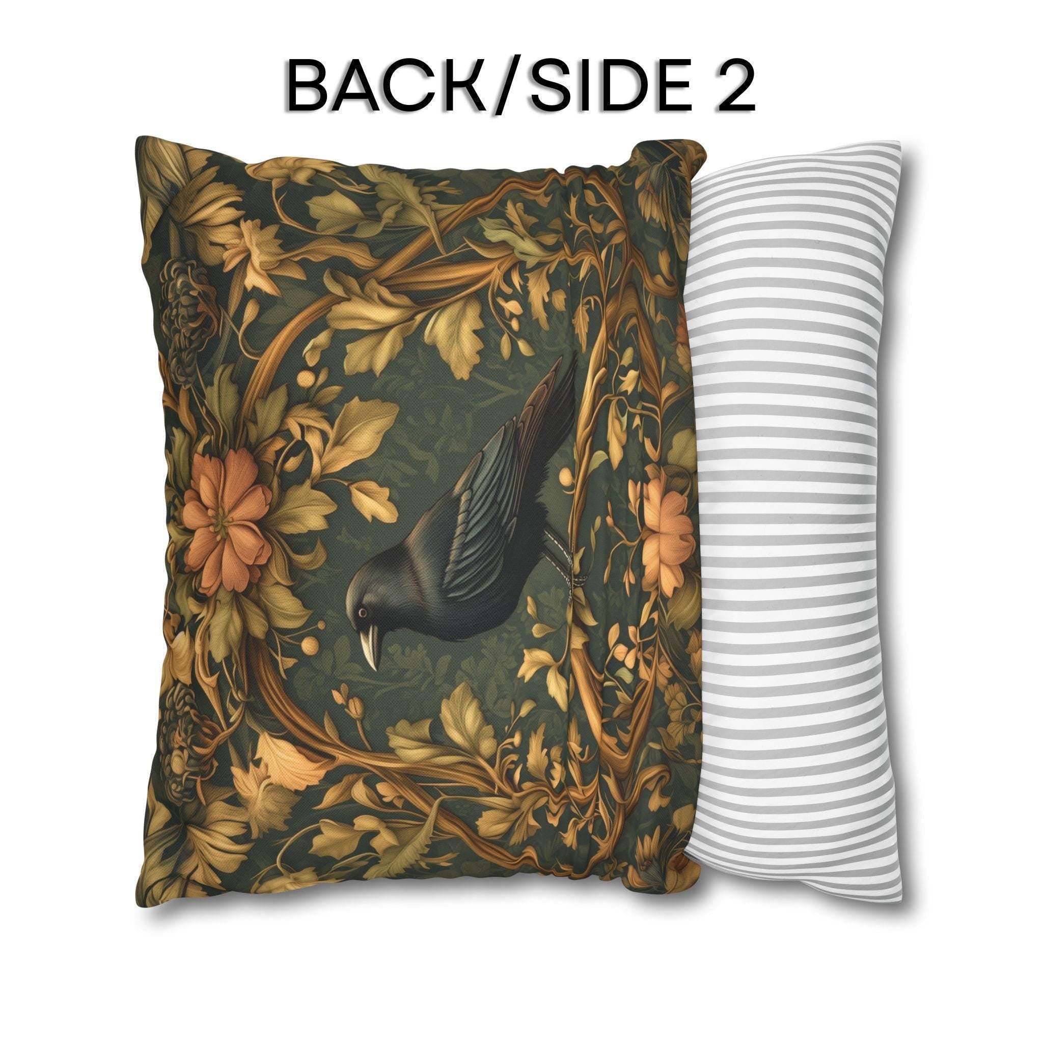 Autumn Crow Pillow Cover: Moody Botanical Fall & Halloween Decor