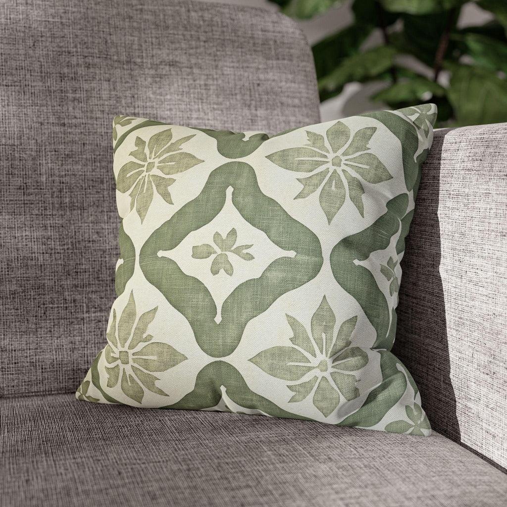 Moroccan Damask Pillow Cover: Sage Green and Ivory Classic Accent