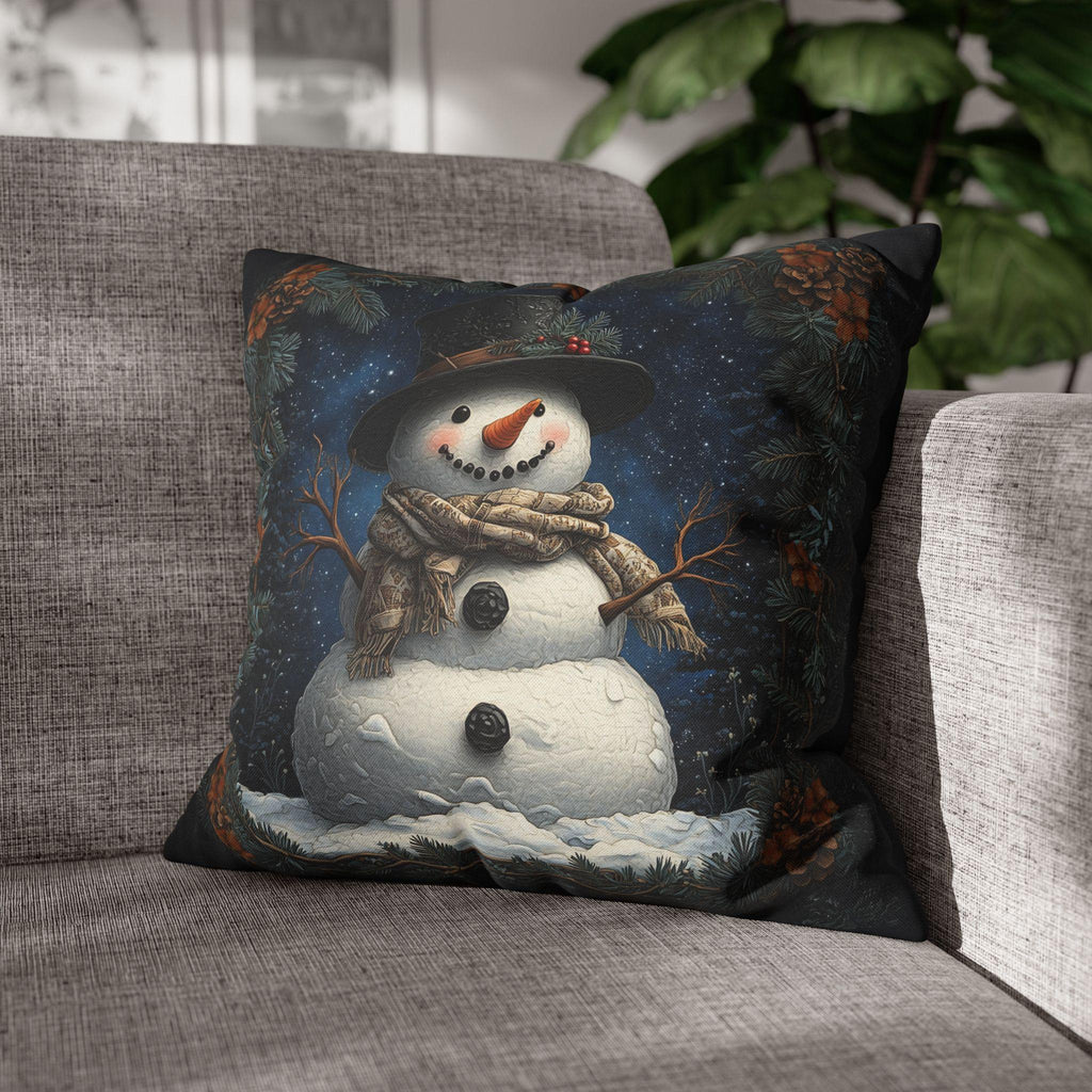 William Morris Inspired Snowman Pillow Cover, Festive Winter Decor, Unique Christmas Cushion Cover