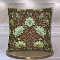 William Morris Style Pillow Cover: Maroon, Sage and Cream Botanical Floral