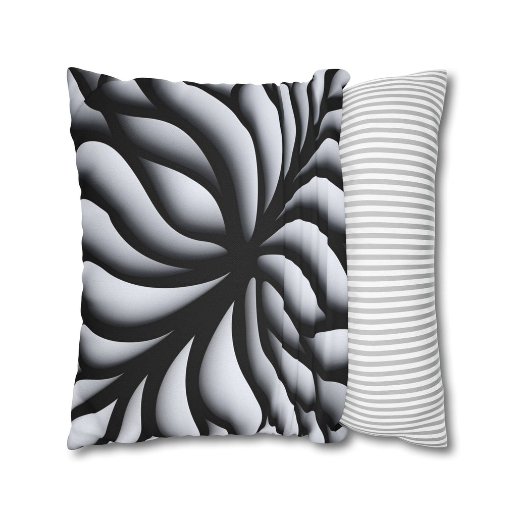 Abstract Floral Pillow Cover, Black and White Geometric Cushion