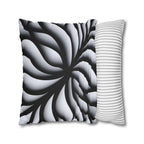 Abstract Floral Pillow Cover, Black and White Geometric Cushion