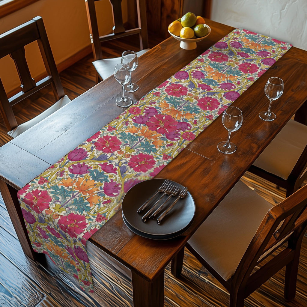 William Morris Style Hyacinth Table Runner: John Henry Dearle Inspired Floral