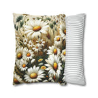 Vibrant Daisy Pattern Throw Pillow Cover | Organic Warmth on Cream Background | Charming Floral Design