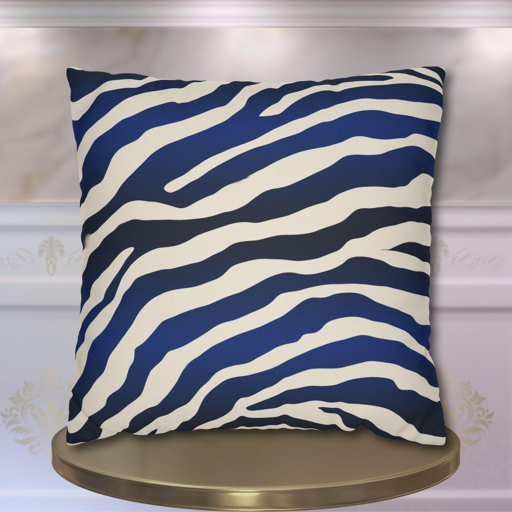 Navy Black Gradient Zebra Stripe Pillow Cover: Bold Safari Print for Modern Neutral Decor