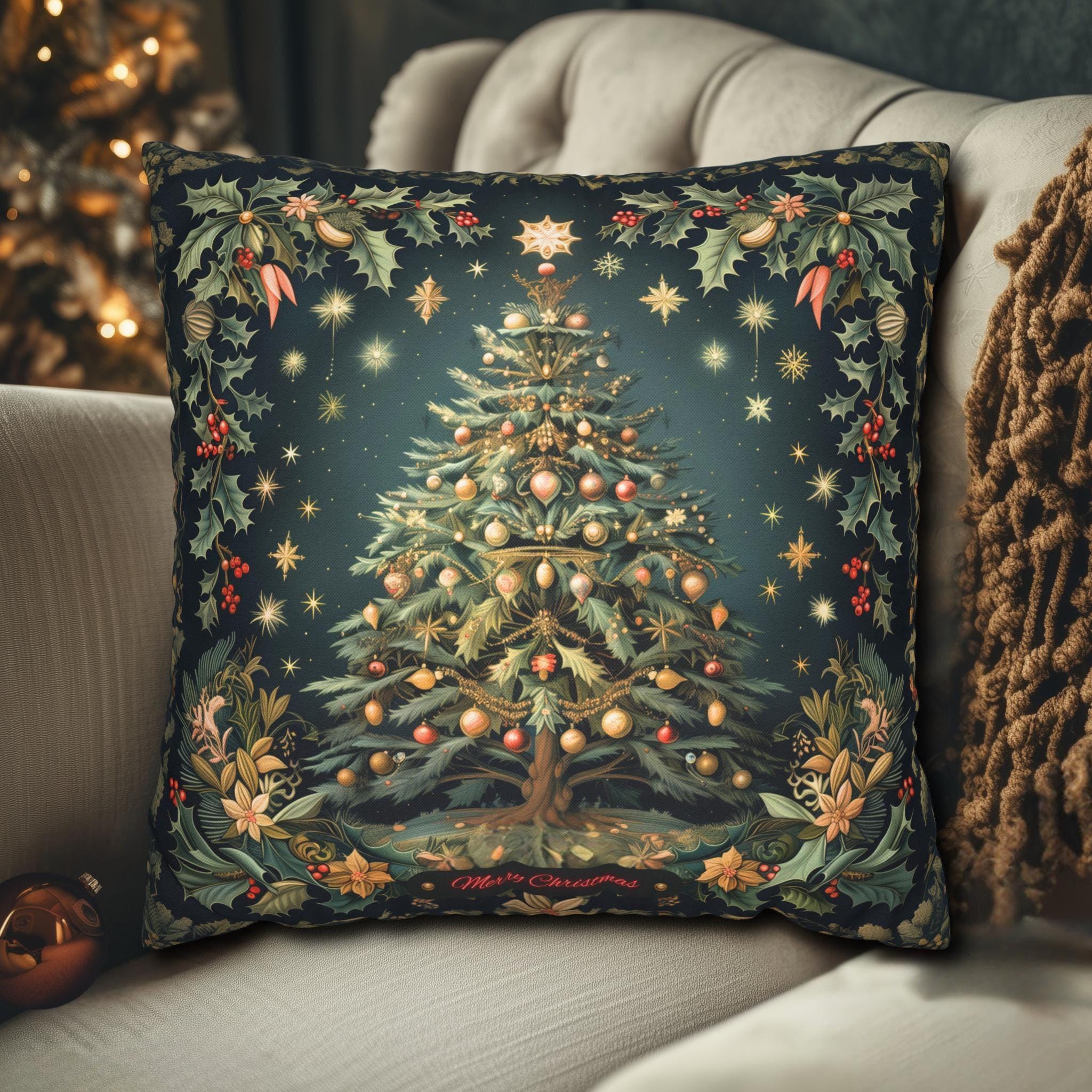 William Morris Christmas Pillow Cover: Botanical Tree, Vintage Style